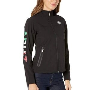 Ariat Women’s Mexico Team Softshell Jacket Black Small S Flag AriatTEK Full Zip
